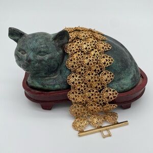 Vintage Wide Gold-Tone Filigree Multi-Layered Bracelet - Size 7”